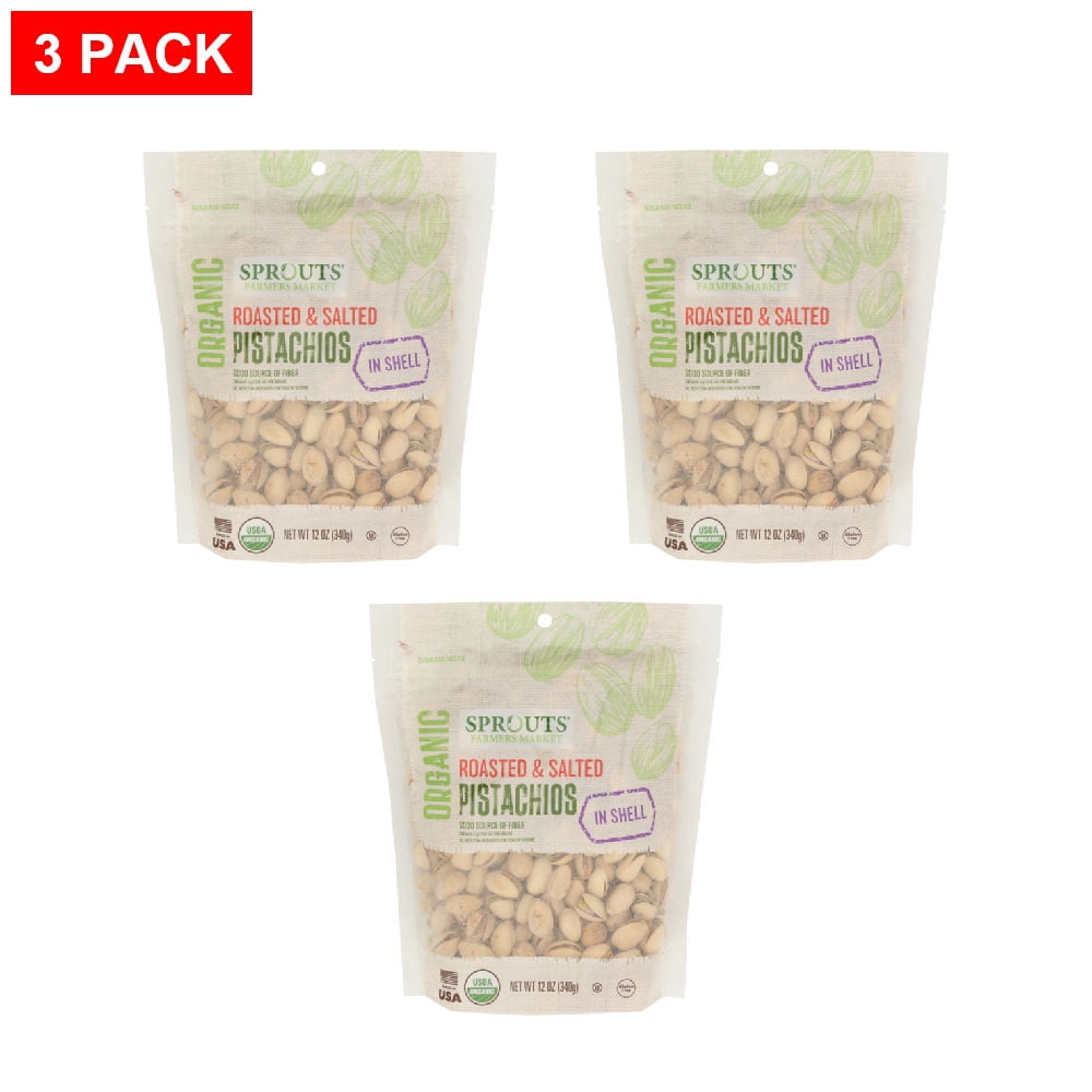 Sprouts Organic Roasted Salted In Shell Pistachios 12 oz (Pack of 3)