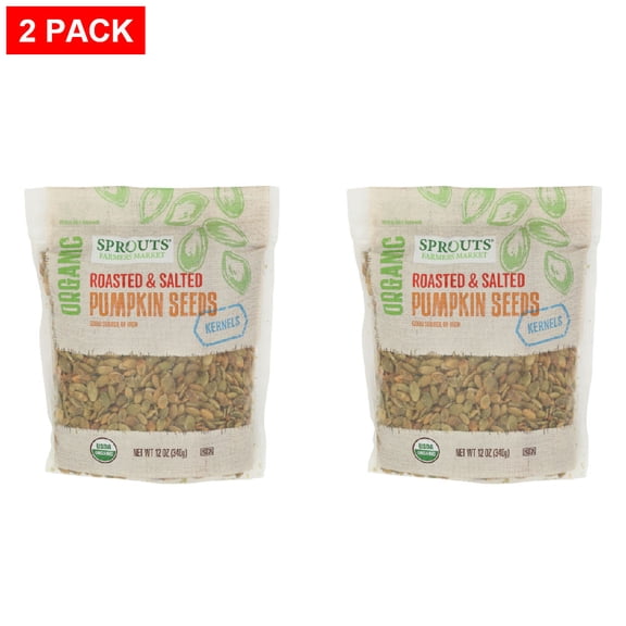 Sprouts Organic Roasted Salted Pumpkin Seed Kernels 12 oz (Pack of 2)