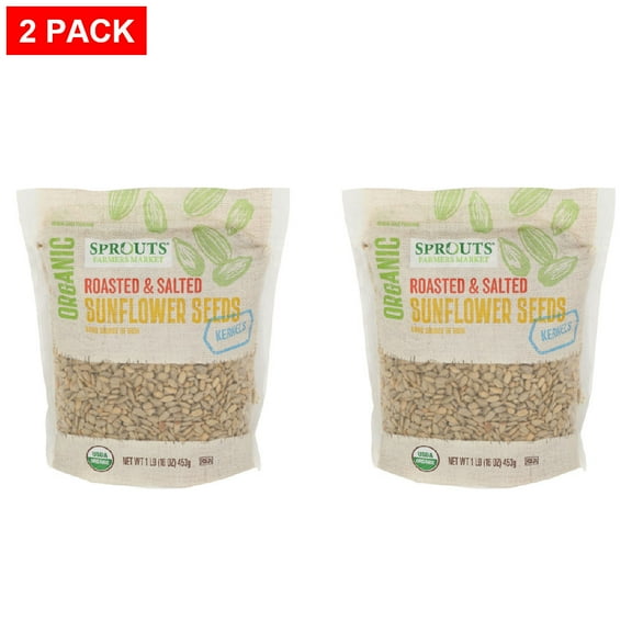 Sprouts Organic Roasted Salted Sunflower Seed Kernels 16 oz (Pack of 2)
