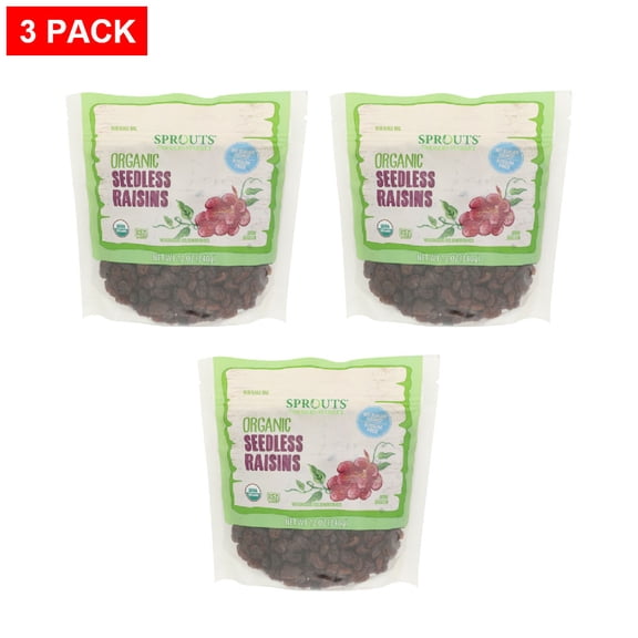 Sprouts Organic Seedless Raisins 12 oz (Pack of 3)