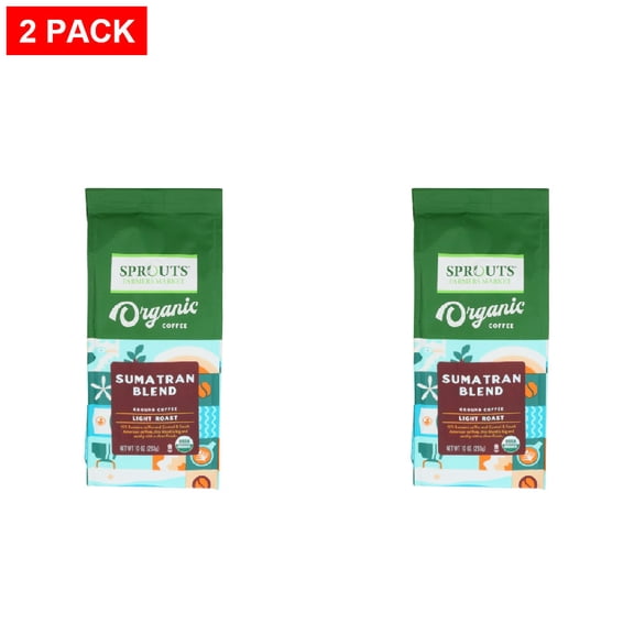 Sprouts Organic Sumatra Light Roast Ground Coffee 10 oz (Pack of 2)