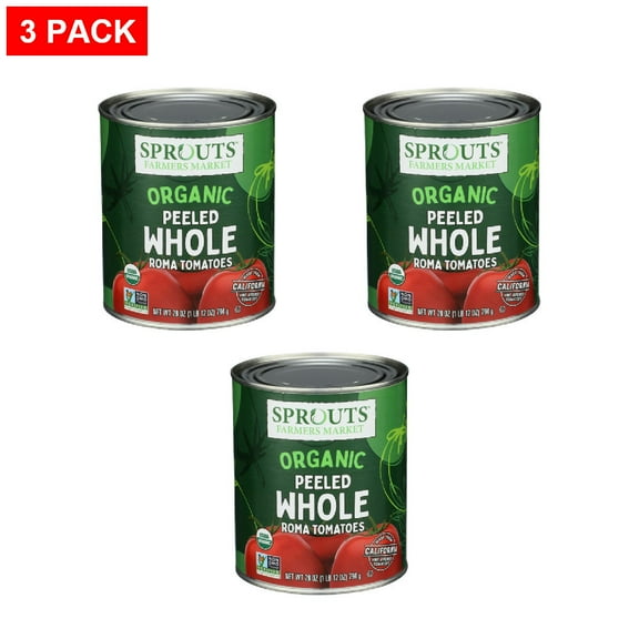 Sprouts Organic Whole Peeled Tomatoes 28 oz (Pack of 3)