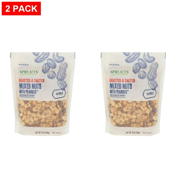 Sprouts Roasted Salted Mixed Nuts With Peanuts 12 oz (Pack of 2)