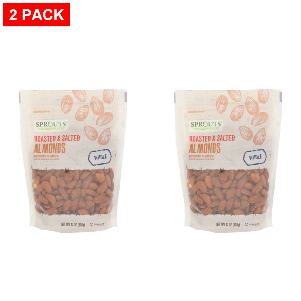 Sprouts Roasted Salted Whole Almonds 12 oz (Pack of 2)