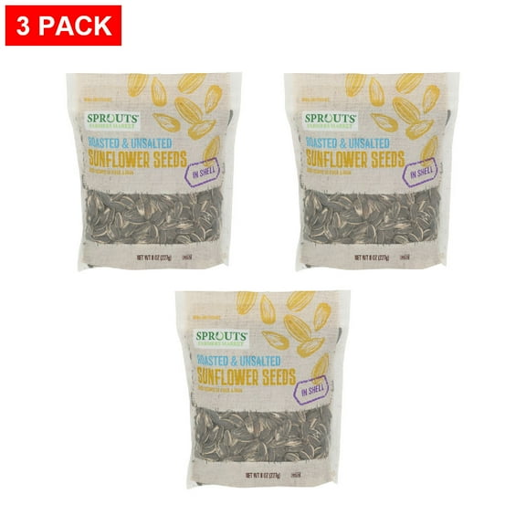 Sprouts Roasted Unsalted In Shell Sunflower Seeds 8 oz (Pack of 3)