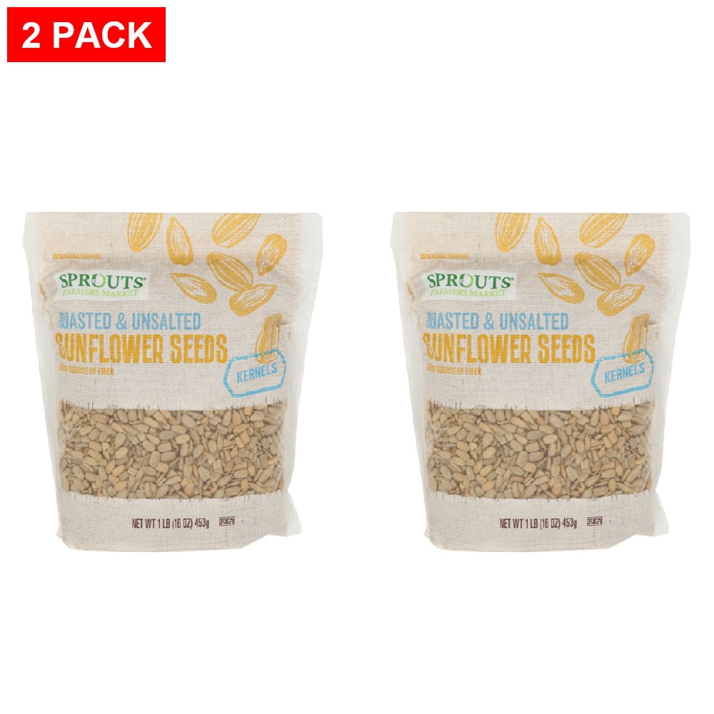 Sprouts Roasted Unsalted Sunflower Seed Kernels 16 oz (Pack of 2)