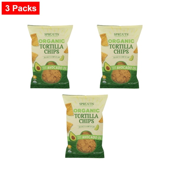 Sprouts Sea Salt & A Hint Of Lime Tortilla Chips Made With Avocado Oil - 9 oz - 3 Packs