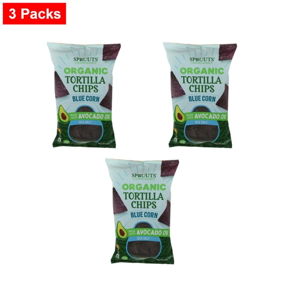 Sprouts Sea Salt Blue Corn Tortilla Chips Made With Avocado Oil - 9 oz - 3 Packs
