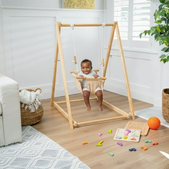 Spruce - Baby and Toddler Foldable Wooden Swing Set