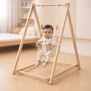 Avenlur Spruce Baby Swing, Foldable Wooden Indoor Swing with Stand Montessori swing 6-36 months; foldable baby swing, wooden baby swing, indoor baby swing with stand Beige