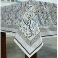 thumbnail image 1 of Spruce, Carolina and Powder Blue Indian Block Floral Print 100% Pure Cotton Cloth Tablecloth, 1 of 5