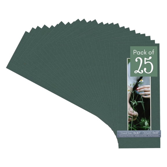 Spruce Green Picture Frame Mat for 8x20 Frames - Fits 5x15 Photos - 25 Mats