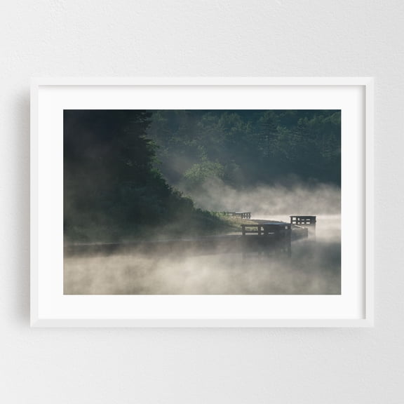Spruce Knob Fog - West Virginia Photography Nature Landscape Forest Scenic Minimalist Waterfall White Framed Wall Art Print 5 x 7 inches