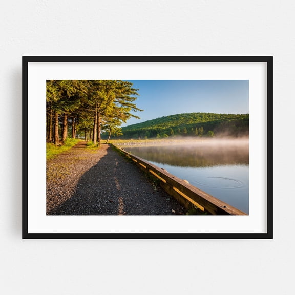 Spruce Knob Lake Fog - West Virginia Photography Black Framed Wall Art Print 24 x 36 inches
