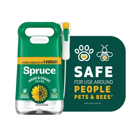 Spruce Weed Killer Spray: Snap & Spray Weed & Grass Killer₂ Manual Starter Kit - Reusable Sprayer for Flower Beds, Driveways & Mulch Beds - Kills Dandelions, Crabgrass & More (64 Oz)