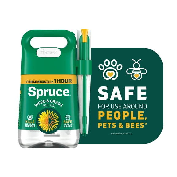 Spruce Weed Killer Spray: Snap & Spray Weed & Grass Killer₂ Powered Starter Kit - Reusable Sprayer with Wand for Spot-Treating Driveways, Gardens & More (64 Oz Bottle)