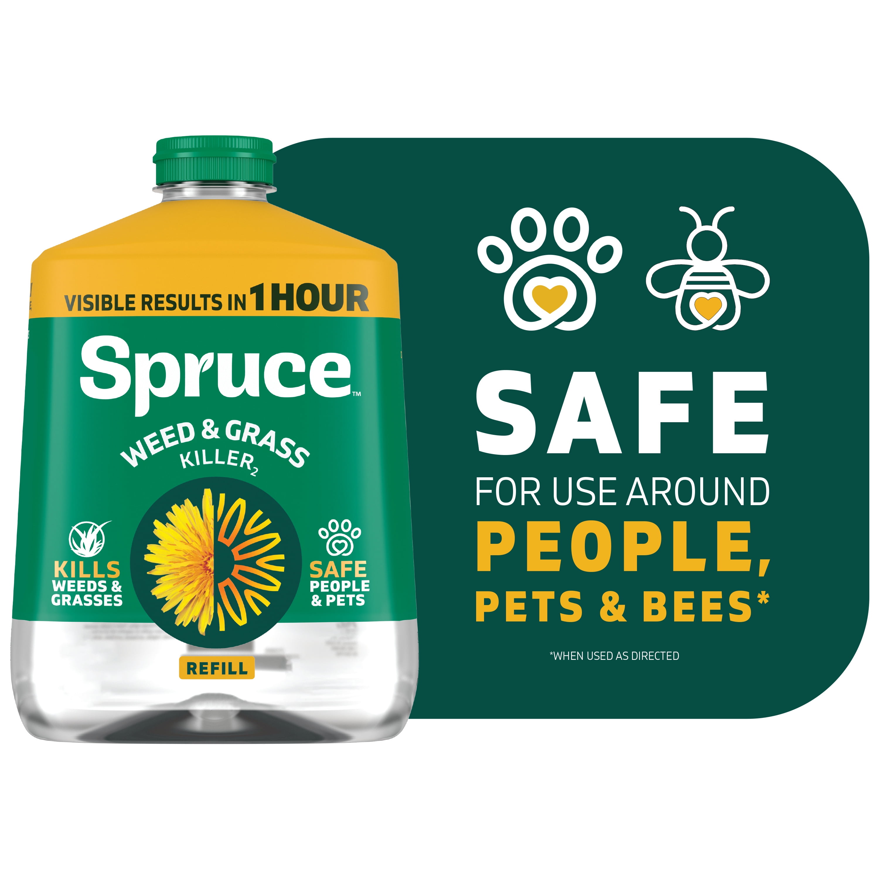 Spruce Weed Killer Refill: Versatile Weed & Grass Killer for Flower Beds, Driveways & Mulch Beds - No Pour, No Mix, No Mess Refill - Kills Dandelions, Crabgrass & More (64 Oz)