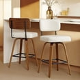 thumbnail image 1 of Spruce & Spring 26" Swivel Counter Bar Stool with Walnut Bentwood Frame Set of 2, Upholstered Back, Ivory, 1 of 13