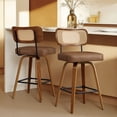 thumbnail image 1 of Spruce & Spring 26" Swivel Counter Bar Stool with Walnut Bentwood Frame Set of 2, PE Rattan Back, Brown, 1 of 12