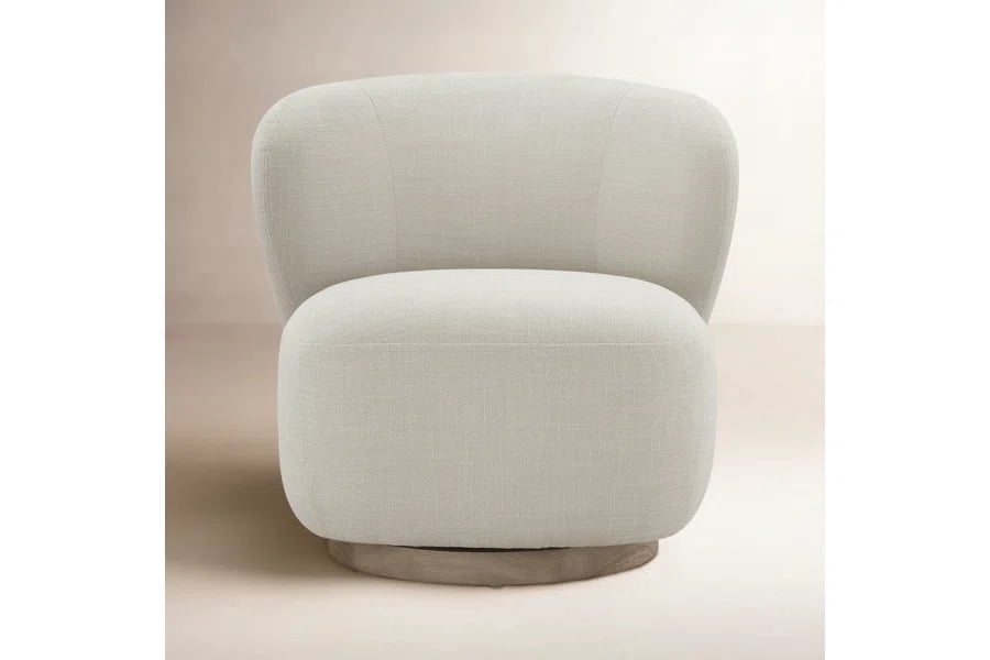 Spruce & Spring 30" Wide Upholstered Swivel Barrel Accent Chair for Living Room & Bedroom, Gray Fabric