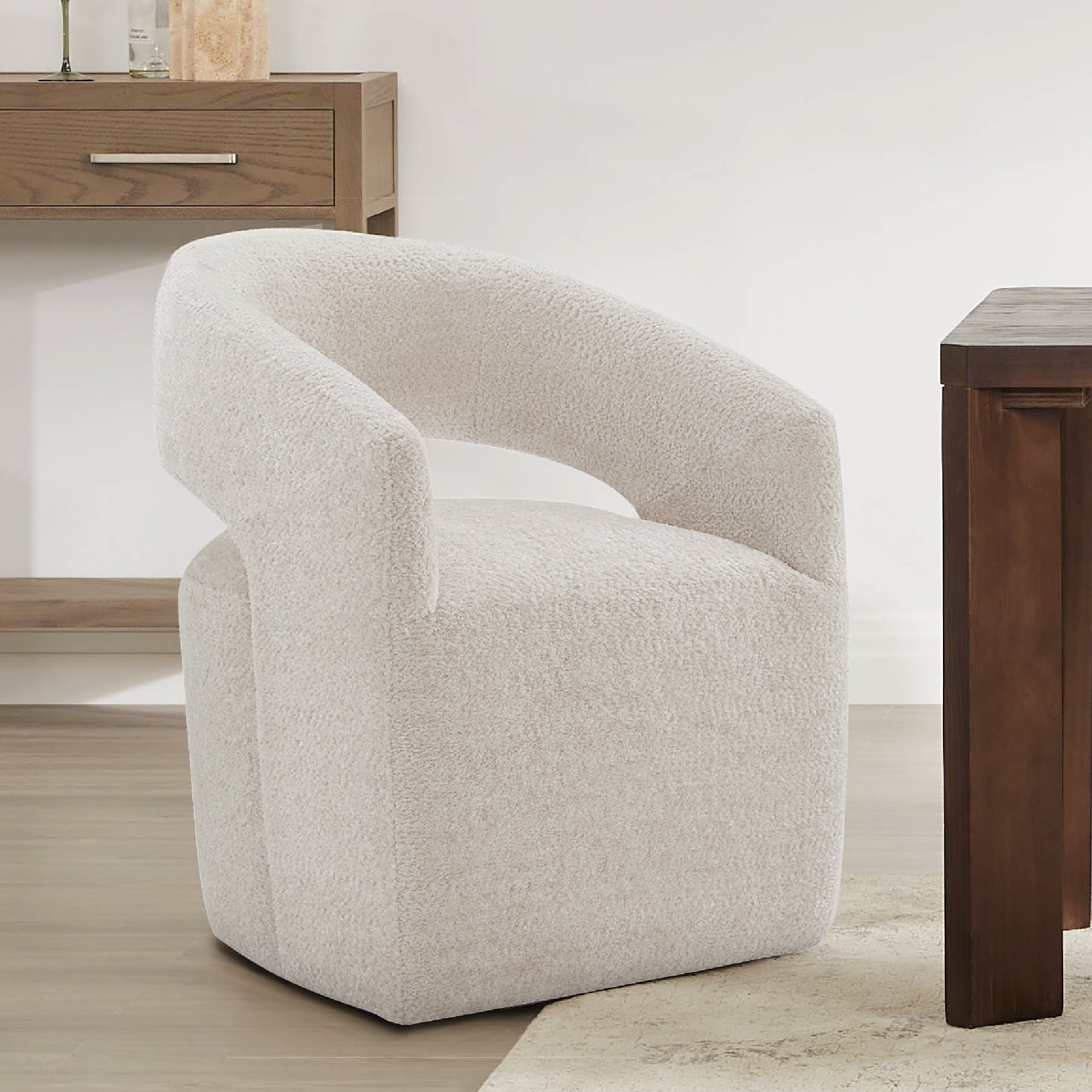 Spruce & Spring Barrel-Style Dining Chair with Upholstered Seat and ...