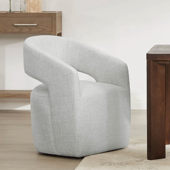 Spruce & Spring Barrel-Style Dining Chair with Upholstered Seat and Casters No Assembly Single, Cloud(Multi-colored)-Fabric