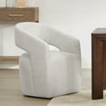 thumbnail image 1 of Spruce & Spring Barrel-Style Dining Chair with Upholstered Seat and Casters, No Assembly Required, Multi-colored Wheat Fabric, 1 of 11