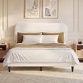 Spruce & Spring Boucle Upholstered Platform Bed Frame with Adjustable ...