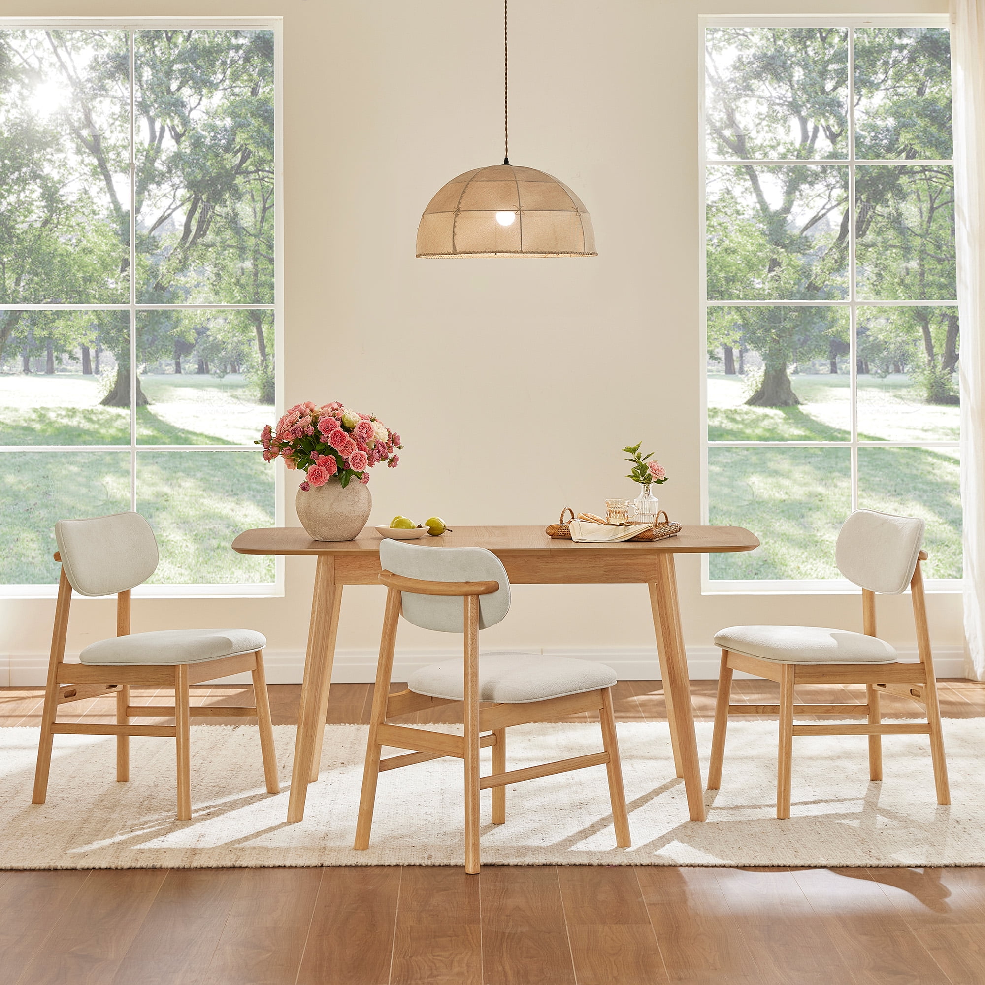 Spruce & Spring Chenille Upholstered Dining Chair with Solid Wood