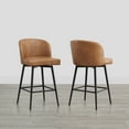 thumbnail image 1 of Spruce & Spring Counter Height Swivel Barstool with Metal Legs Set of 2, Cognac, Faux Leather, 1 of 9