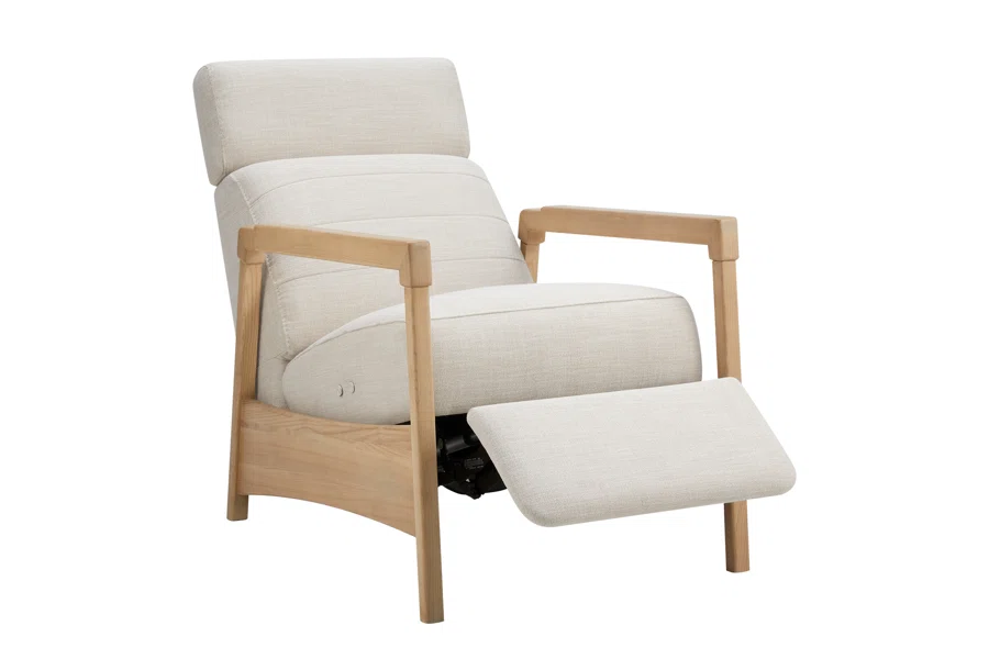 Spruce & Spring Cozy Upholstered Power Recliner 1 Piece Indoor Use Cream Fabric