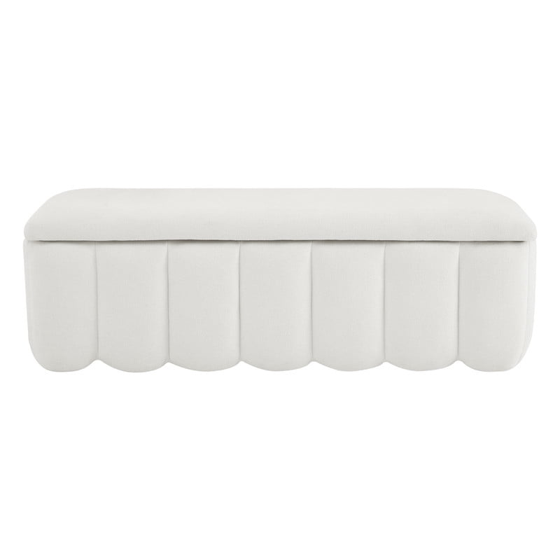 Spruce & Spring Jeddo Polyester Blend Upholstered Storage Bench 1 Piece Indoor Use White Polyester Blend Fabric