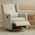 thumbnail image 1 of Spruce & Spring Manual Swivel Glider Recliner with Storage Pocket, Beige Gingham, 1 of 14