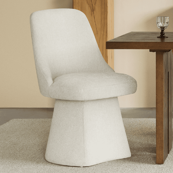 Spruce & Spring Modern 360-Degree Swivel Accent Dining Chair, High-Traffic Linen-Look Chenille Fabric, Linen
