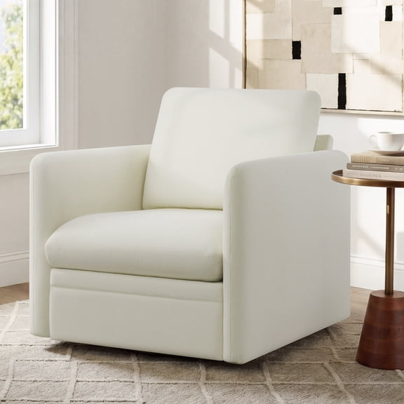 Spruce & Spring 360° Swivel Accent Chair with Reversible Cushion, Linen