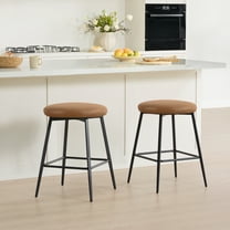 Spruce & Spring Modern 360° Swivel Counter Stool with Oversized Round Seat and Reinforced Metal Frame Set of 2, Brown