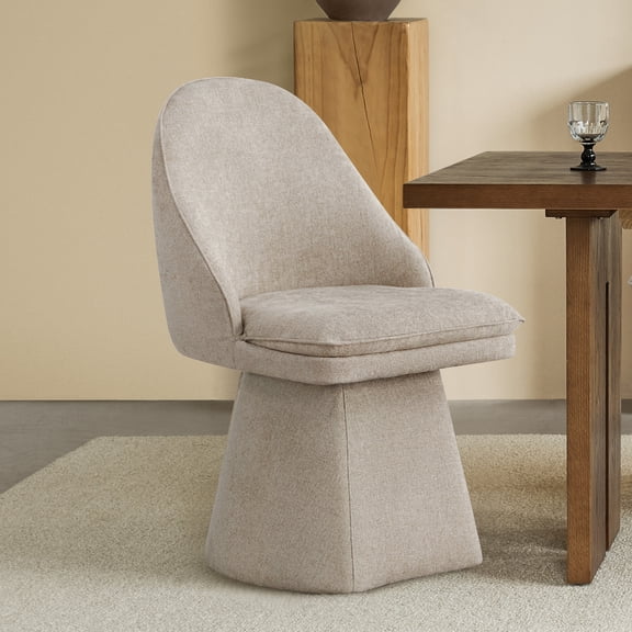 Spruce & Spring Modern 360° Swivel Upholstered Dining Chair with High Back, Single, Khaki