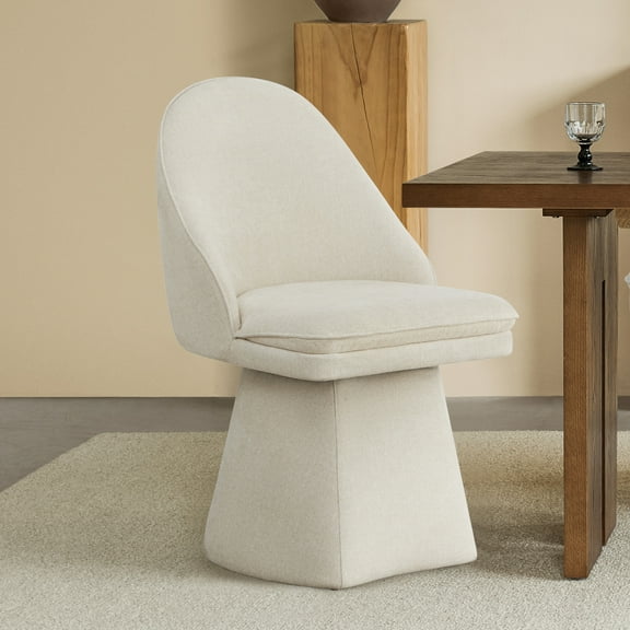 Spruce & Spring Modern 360° Swivel Upholstered Dining Chair with High Back, Single, Linen