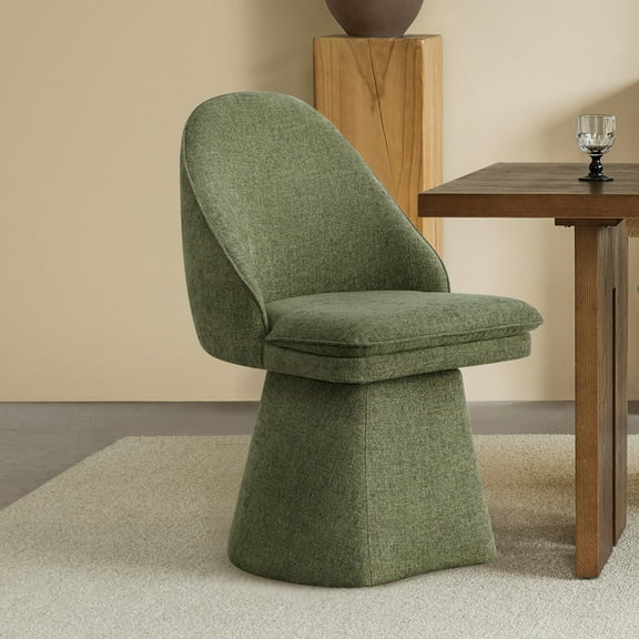 Spruce & Spring Modern 360° Swivel Upholstered Dining Chair with High Back, Single, Moss Green