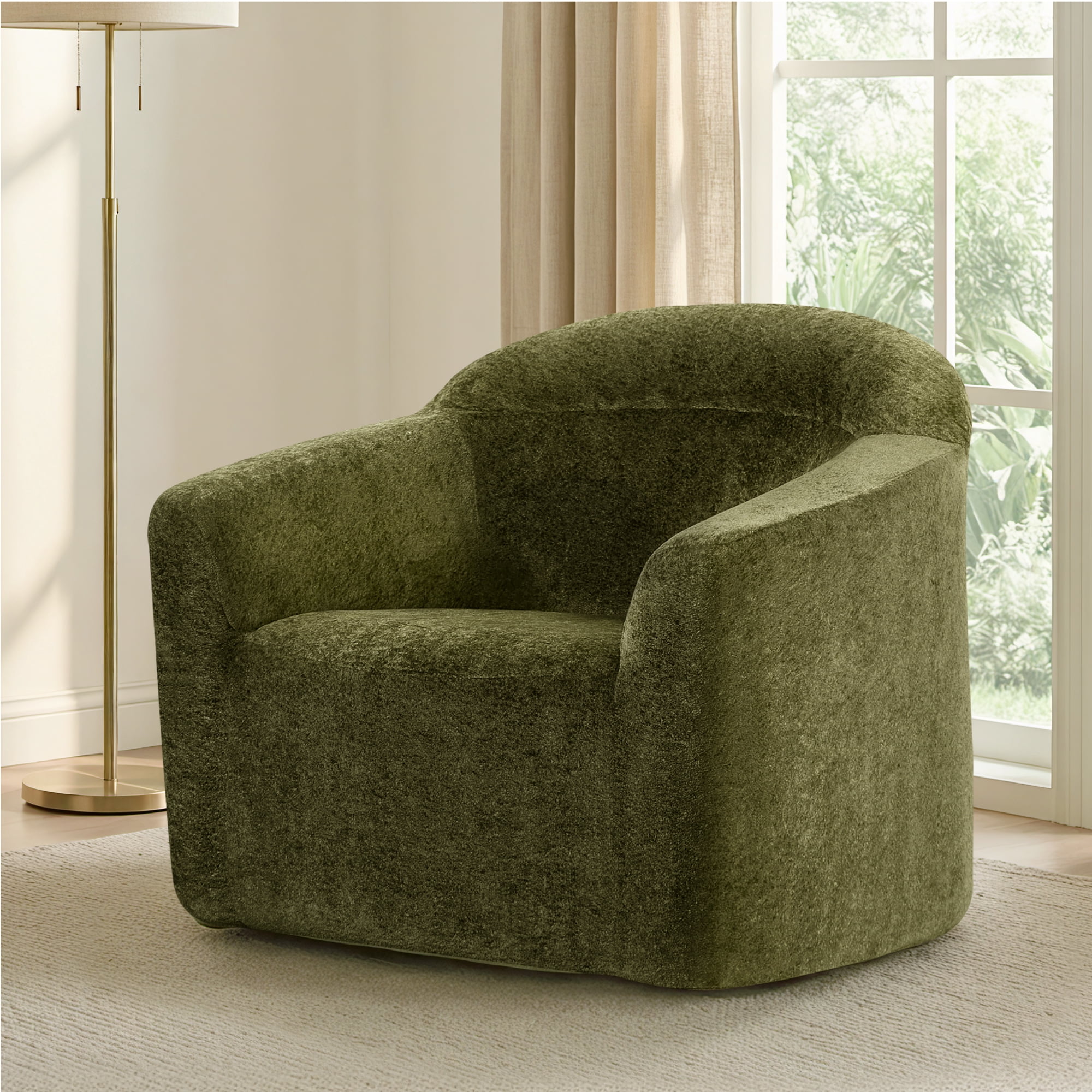 Spruce & Spring Modern Accent Chair with Compression Sponge Cushion, No Assembly, Green