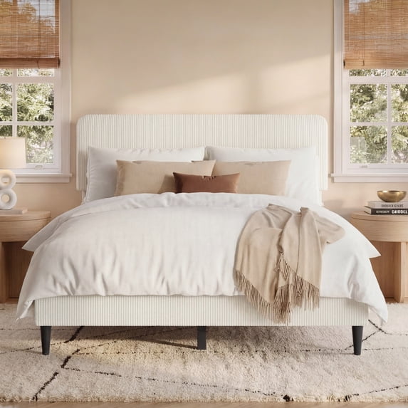 Spruce & Spring Modern Chenille Upholstered Platform Bed with ...