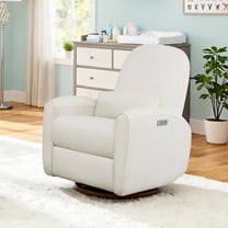 Spruce & Spring Modern Power Swivel Glider Recliner with Lumbar Support, Cream