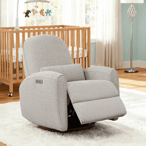 Spruce & Spring Modern Power Swivel Glider Recliner with Lumbar Support, Dove Gray
