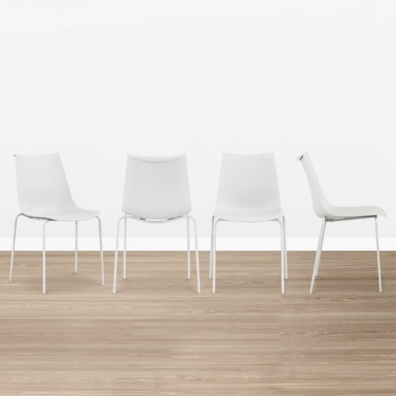 Spruce & Spring Modern Stackable Dining Chairs, Set of 4 Molded Plastic ...