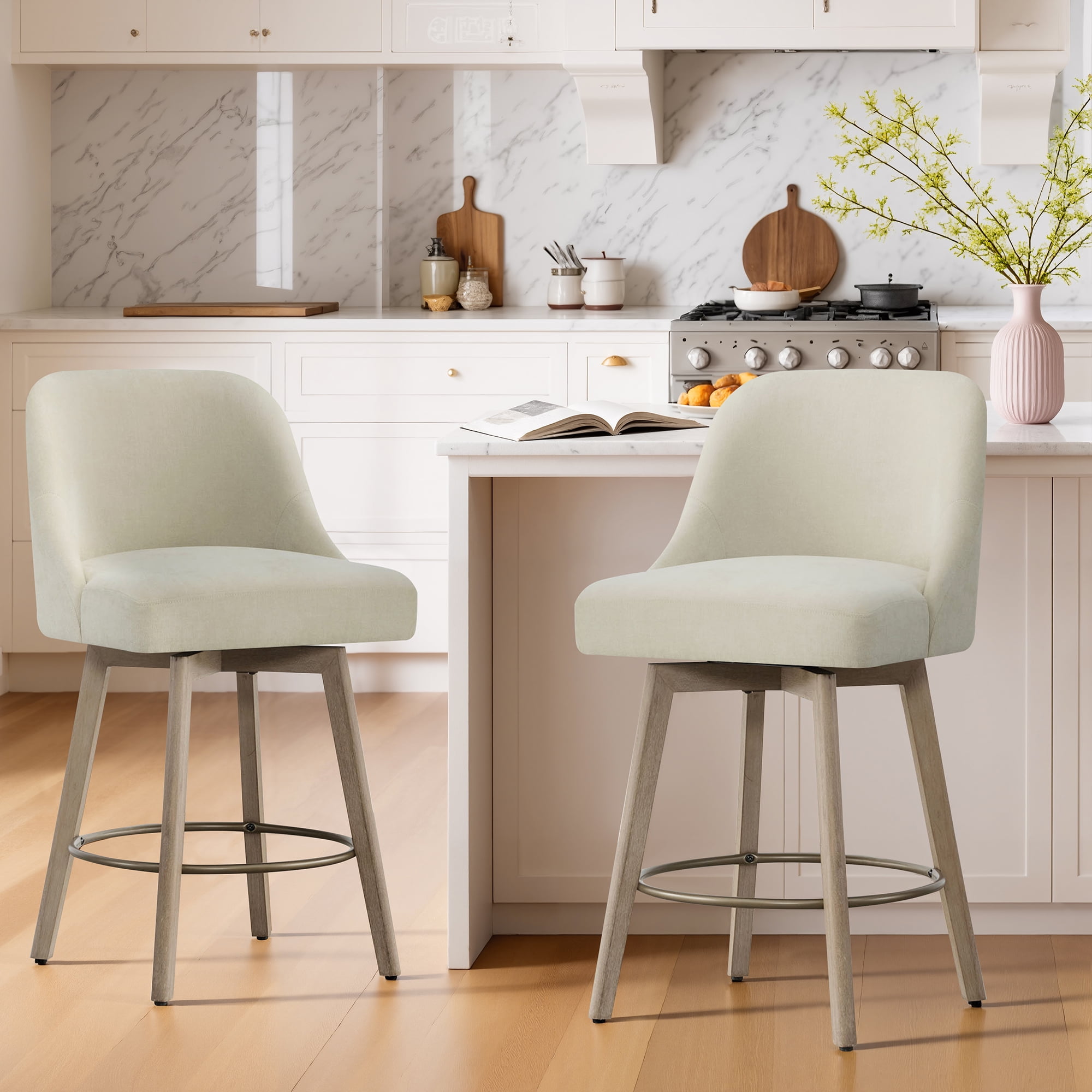 Spruce & Spring Modern Swivel Counter Stool with Upholstered Seat and ...
