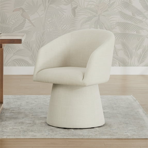 Spruce & Spring Modern Swivel Dining Chair with Sheltering Back and Cushioned Seat No Assembly, Single, Beige