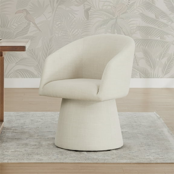 Spruce & Spring Modern Swivel Dining Chair with Sheltering Back and Cushioned Seat No Assembly, Single, Beige