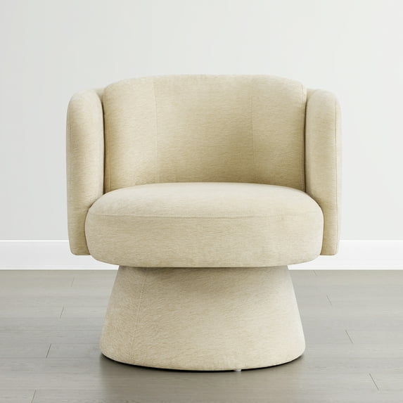 Spruce & Spring Modern Upholstered Swivel Barrel Accent Chair Beige, Single
