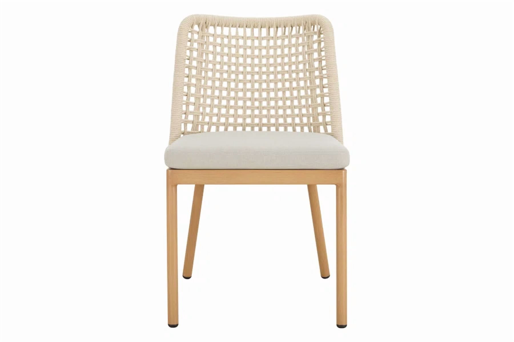 Spruce & Spring Modern Woven Rope Patio Dining Armchair Equipped With Cushion 2 Pieces For Outdoor Space Brown Woven Rope Fabric