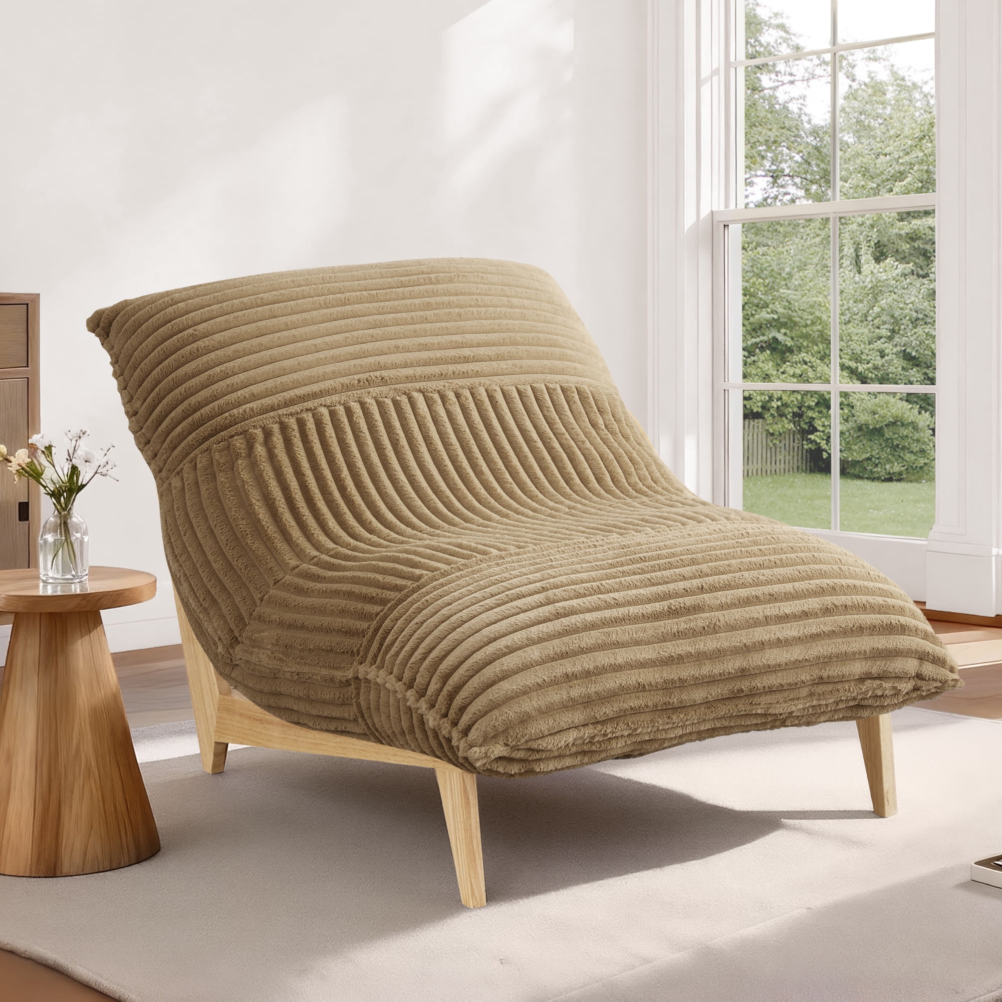 Spruce & Spring Oversized Cloud Accent Chair, Upholstered Lounge Chair with Deep Seat and Plush Cushions, Brown Faux Fur